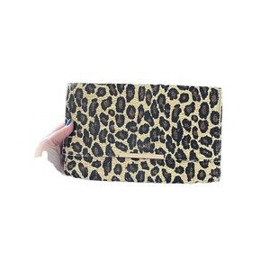 H&M Leopard Print Clutch Handbag Printed Jute Animal Date Night Purse Casual